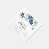 Dusty Blue Script Floral Brautparty Paper Serviette (Ecke)