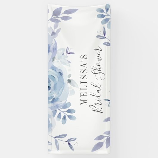 Dusty Blue Script Floral Lilac Brautparty Banner (Vertikal)
