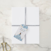 Dusty Blue Script Floral Princess Quinceañera Geschenkanhänger (Mit Garn)