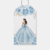 Dusty Blue Script Floral Princess Quinceañera Geschenkanhänger (Rückseite)