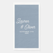 Dusty Blue Script Minimalistisch Wedding Serviette (Vorderseite)