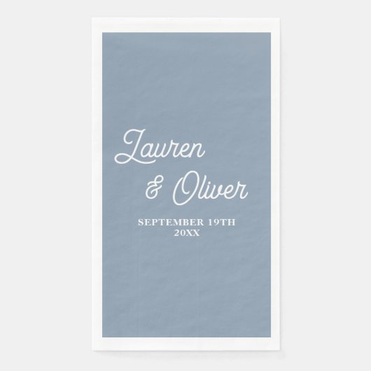 Dusty Blue Script Minimalistisch Wedding Serviette (Vorderseite)