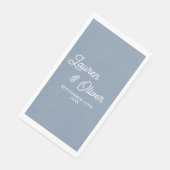 Dusty Blue Script Minimalistisch Wedding Serviette (Ecke)