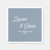 Dusty Blue Script Minimalistisch Wedding Serviette (Vorderseite)