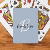 Dusty Blue Script Monogram Spielkarten