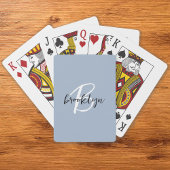 Dusty Blue Script Monogram Spielkarten