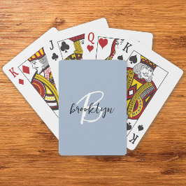 Dusty Blue Script Monogram Spielkarten