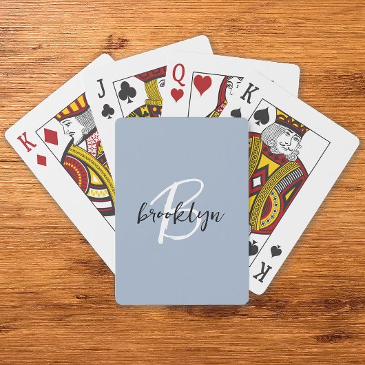 Dusty Blue Script Monogram Spielkarten