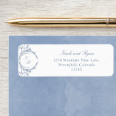 Dusty Blue Script Monogram Wedding Rücksendeadress