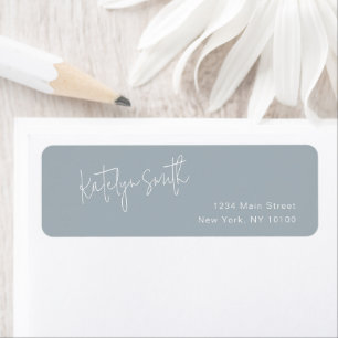 Dusty Blue Script Name Rückgabeadresse Label