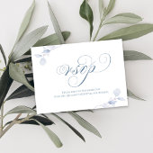 Dusty Blue Script QR Wedding RSVP Card Karte