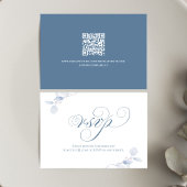 Dusty Blue Script QR Wedding RSVP Card Karte