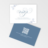 Dusty Blue Script QR Wedding RSVP Card Karte