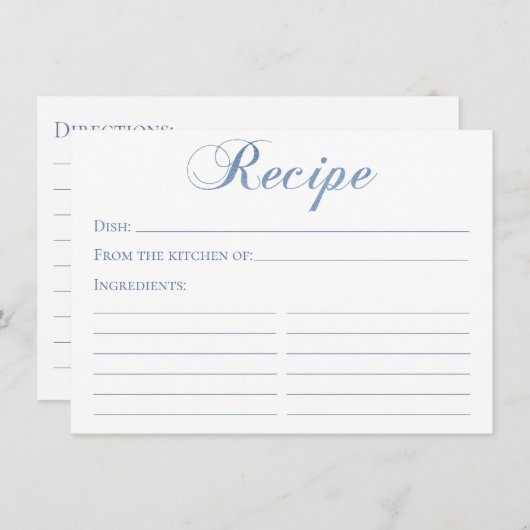 Dusty Blue Script Recipe Card (Vorne/Hinten)