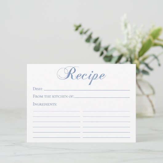Dusty Blue Script Recipe Card (Stehend Vorderseite)
