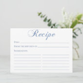 Dusty Blue Script Recipe Card (Stehend Vorderseite)