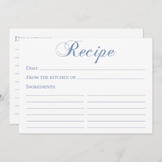 Dusty Blue Script Recipe Card (Vorne/Hinten)