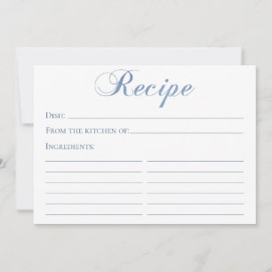 Dusty Blue Script Recipe Card