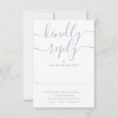 Dusty Blue Script String Lights Wedding RSVP Karte (Vorderseite)