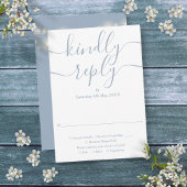 Dusty Blue Script String Lights Wedding RSVP Karte