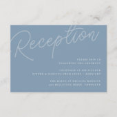 Dusty Blue | Script Watermark Hochzeitsempfang Begleitkarte (Vorderseite)