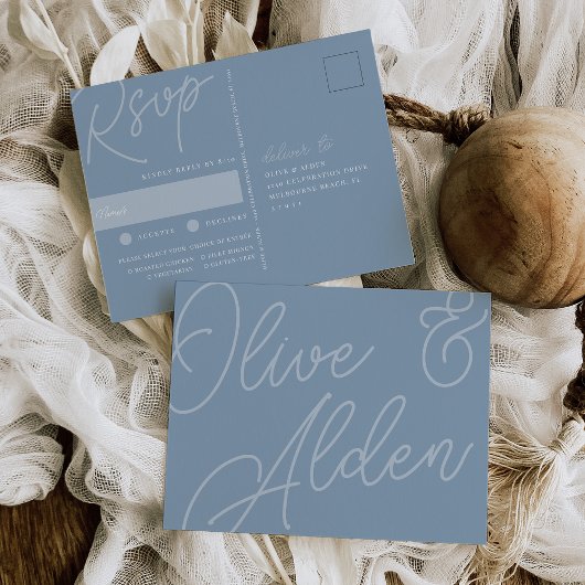 Dusty Blue | Script Watermark Meal Choice UAWG Postkarte
