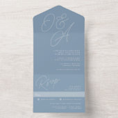 Dusty Blue | Script Watermark Monogram Wedding All In One Einladung (Innen Boden)