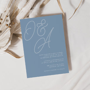 Dusty Blue   Script Watermark Monogram Wedding Einladung