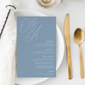Dusty Blue Script Watermark Monogram Wedding Menu
