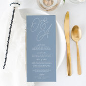 Dusty Blue | Script Watermark Monogram Wedding Menükarte