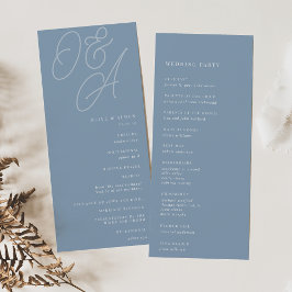 Dusty Blue | Script Watermark Monogram Wedding Programm