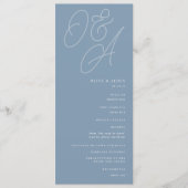 Dusty Blue | Script Watermark Monogram Wedding Programm (Vorderseite)