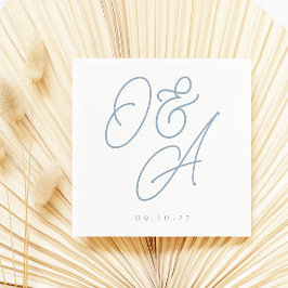 Dusty Blue | Script Watermark Monogram Wedding Serviette