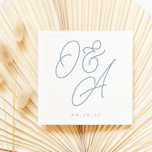 Dusty Blue | Script Watermark Monogram Wedding Serviette