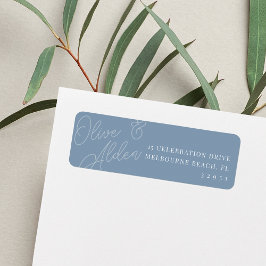 Dusty Blue Script Watermark Wedding Rücksendeadres