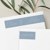 Dusty Blue Script Watermark Wedding Rücksendeadres