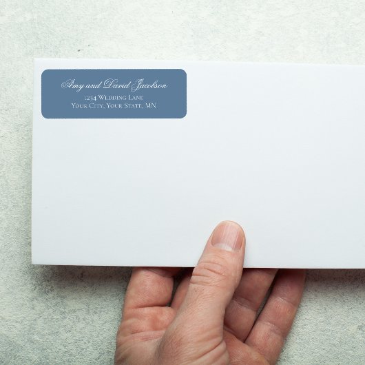 Dusty Blue Script Wedding Return Address Label