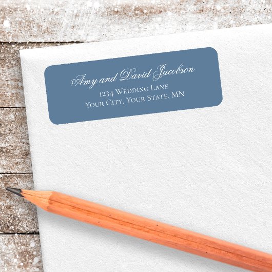 Dusty Blue Script Wedding Return Address Label