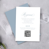 Dusty Blue Script Wedding RSVP QR Code Enclosure Begleitkarte