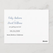 Dusty blue script wedding Save the Date Foto Postkarte (Rückseite)