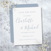 Dusty Blue Script Wedding Save the Date Postkarte