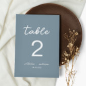 Dusty Blue Script Wedding Tischnummer