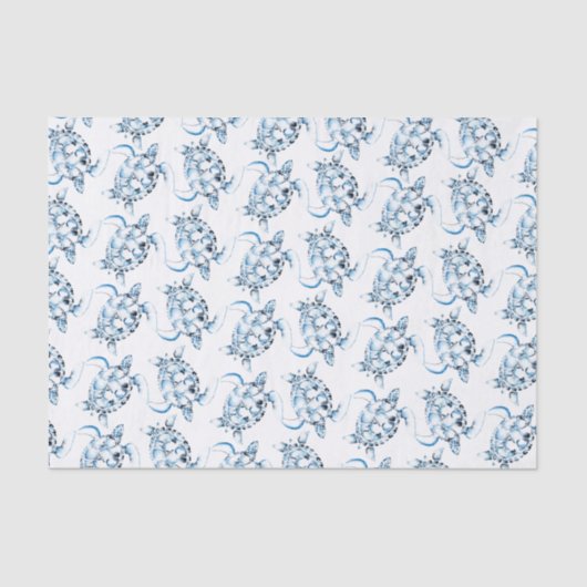 Dusty Blue Sea Turtle Beach Seidenpapier (Vorderseite)