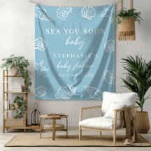 Dusty Blue Sea You Bald Beach Baby Dusche Hintergr