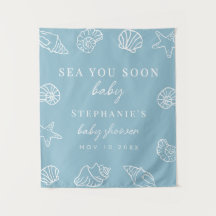 Dusty Blue Sea You Bald Beach Baby Dusche Hintergr
