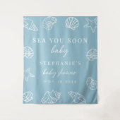 Dusty Blue Sea You Bald Beach Baby Dusche Hintergr Wandteppich (Vorderseite)
