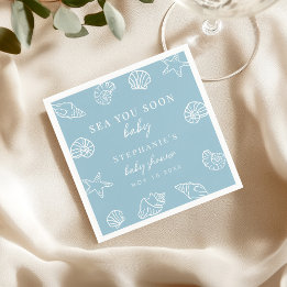 Dusty Blue Sea You Balon Coastal Beach Baby Dusche Serviette