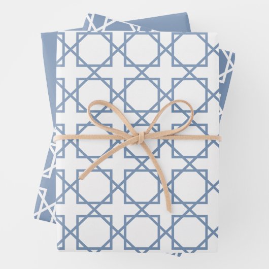Dusty Blue Seamless Geometric Pattern Geschenkpapier Set (Beispiel)
