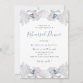 Dusty Blue Seashell Beach Probe Dinner Einladung (Vorderseite)