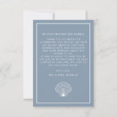 Dusty Blue Seashell Beach Wedding Elegant Dankeskarte (Rückseite)